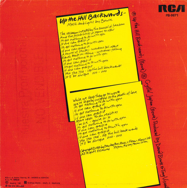 David Bowie – Up The Hill Backwards = Subir A La Colina De Espaldas